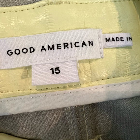 Good American women’s key lime, yellow faux leather overalls, size 15, straight - Picture 15 of 16